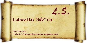 Lubovits Sára névjegykártya